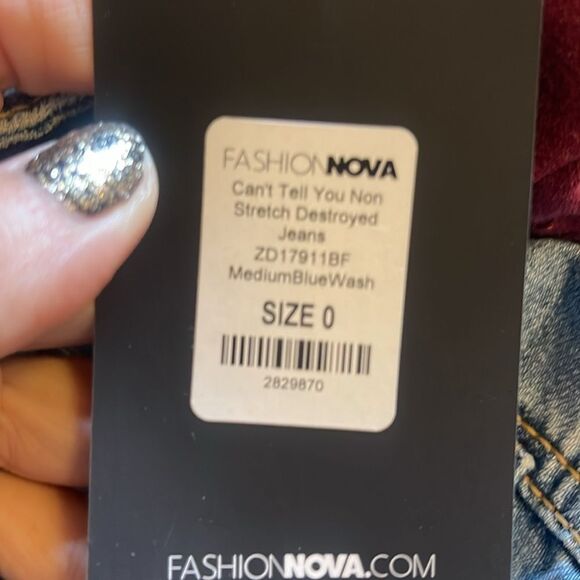 NWT fashion nova can’t tell you Non stretch  destroyed drains size 0 - Picture 8 of 8